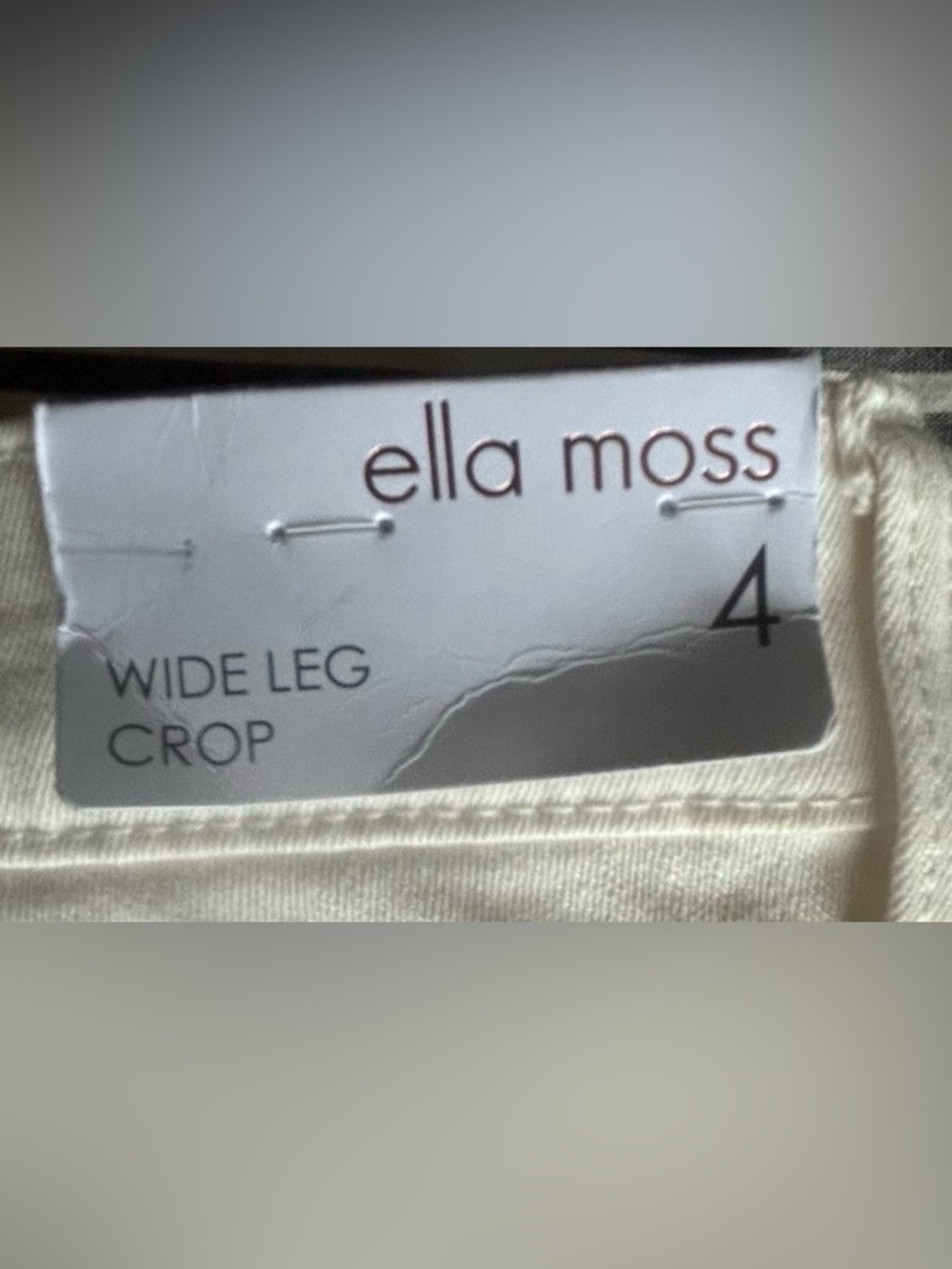 Ella Moss Wide Leg Crop Cream Color Chinos Size 4 NWT - Picture 4 of 5